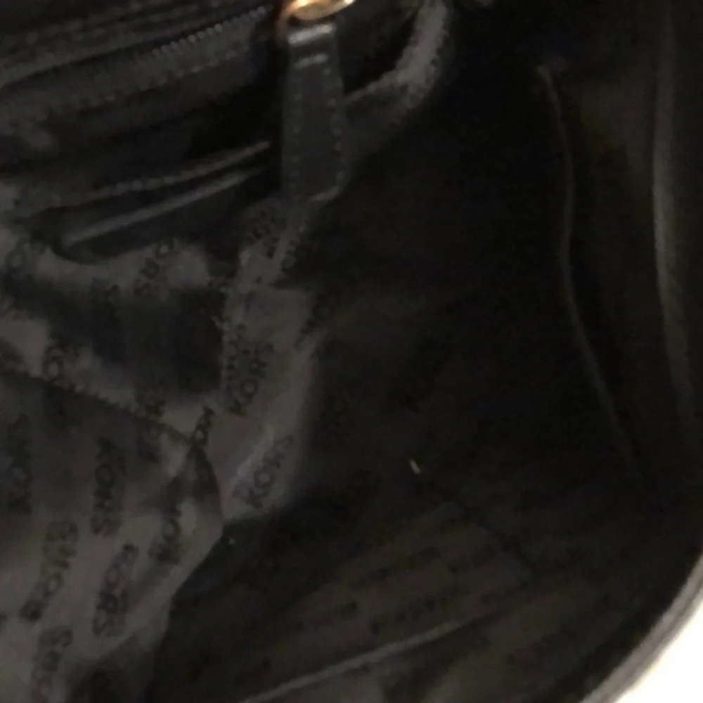 Michael kors black leather top handle bag